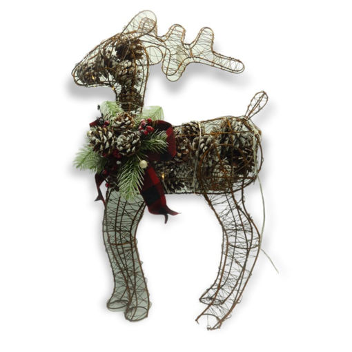 Picture of CHRISTMAS METAL LED REINDEER WITH PINECONES